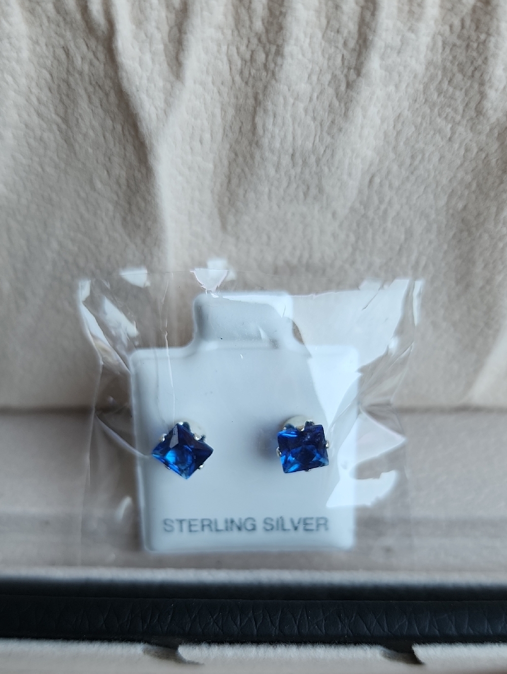 Sterling Silver Blue Cubic Zirconia Stud Earrings